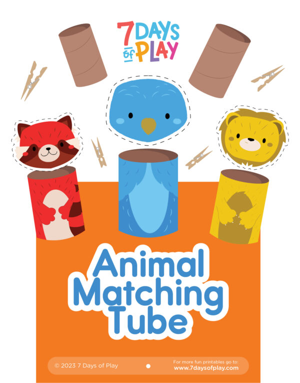 Animal Matching Tube - Printable for Kids