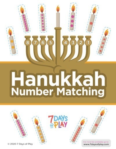 Hanukkah Number Matching - Printable