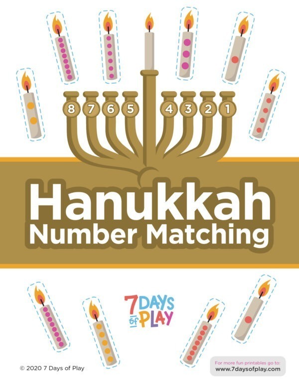 Hanukkah Number Matching - Printable