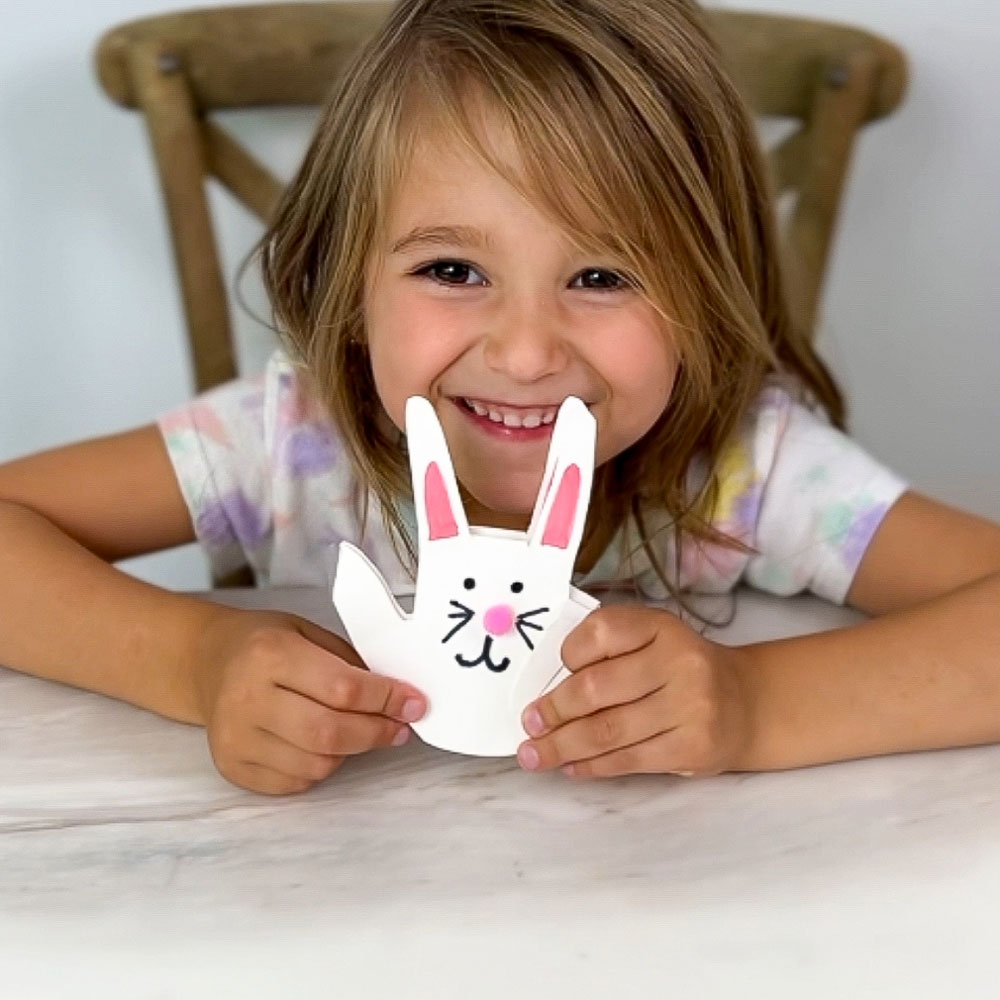 easter activity idea bunny glove blowing experiment