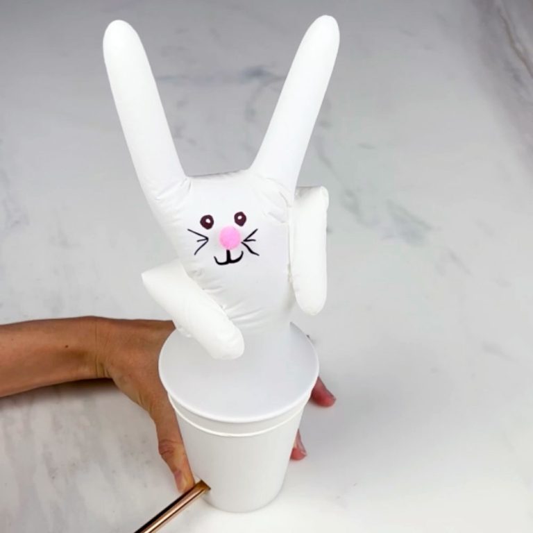 Easter crafts for kids A white glove turned into an Easter bunny craft