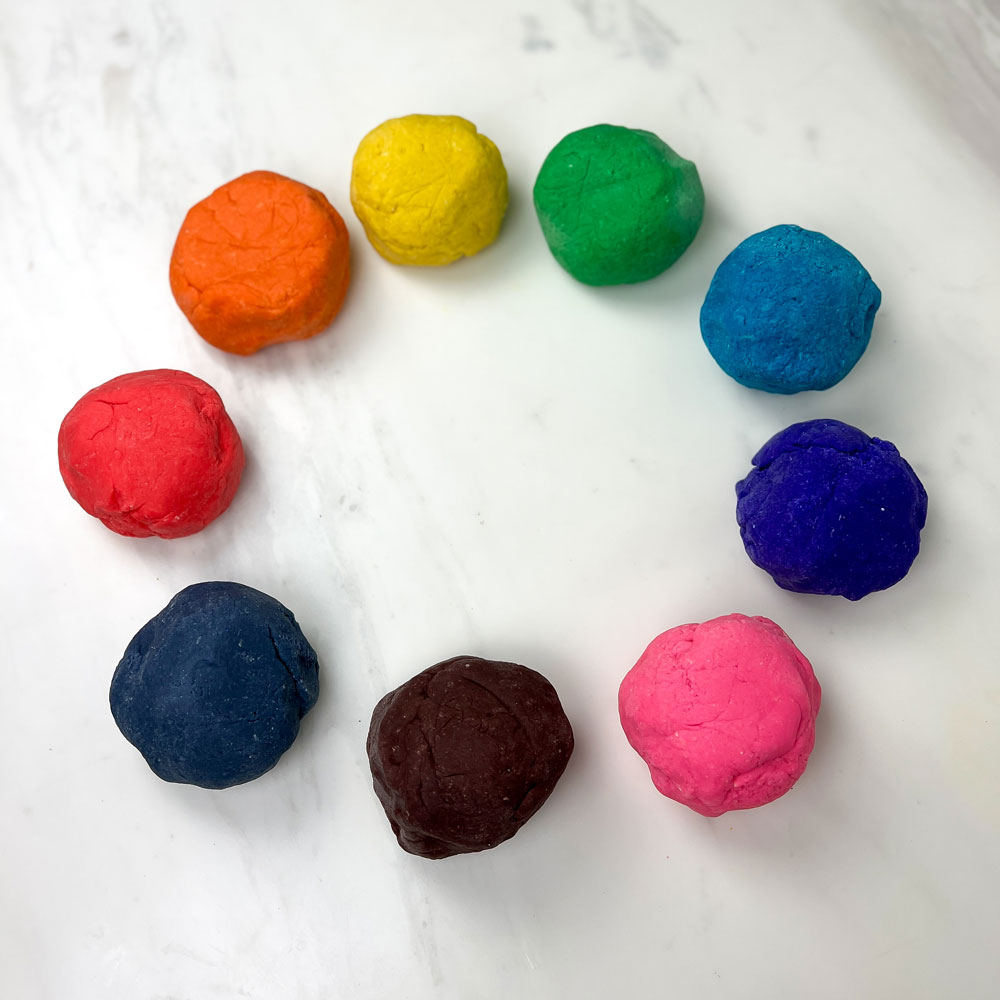 making play dough in every color