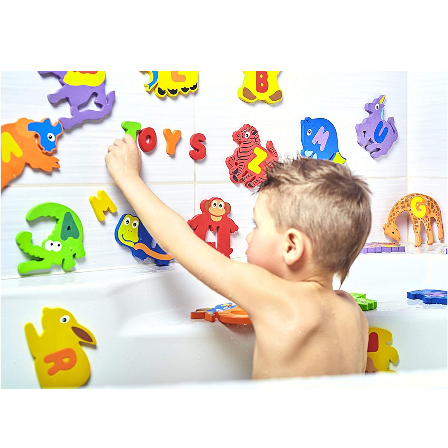 alphabet and animal foam toys for bath