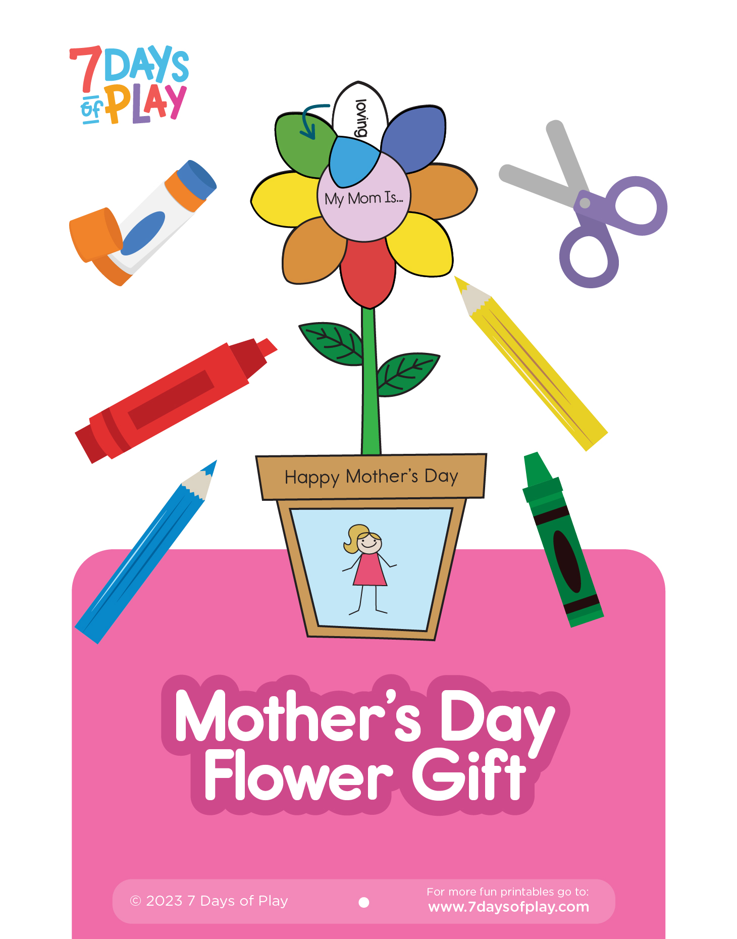 Mother’s Day Flower Gift - Printable - 7 Days of Play