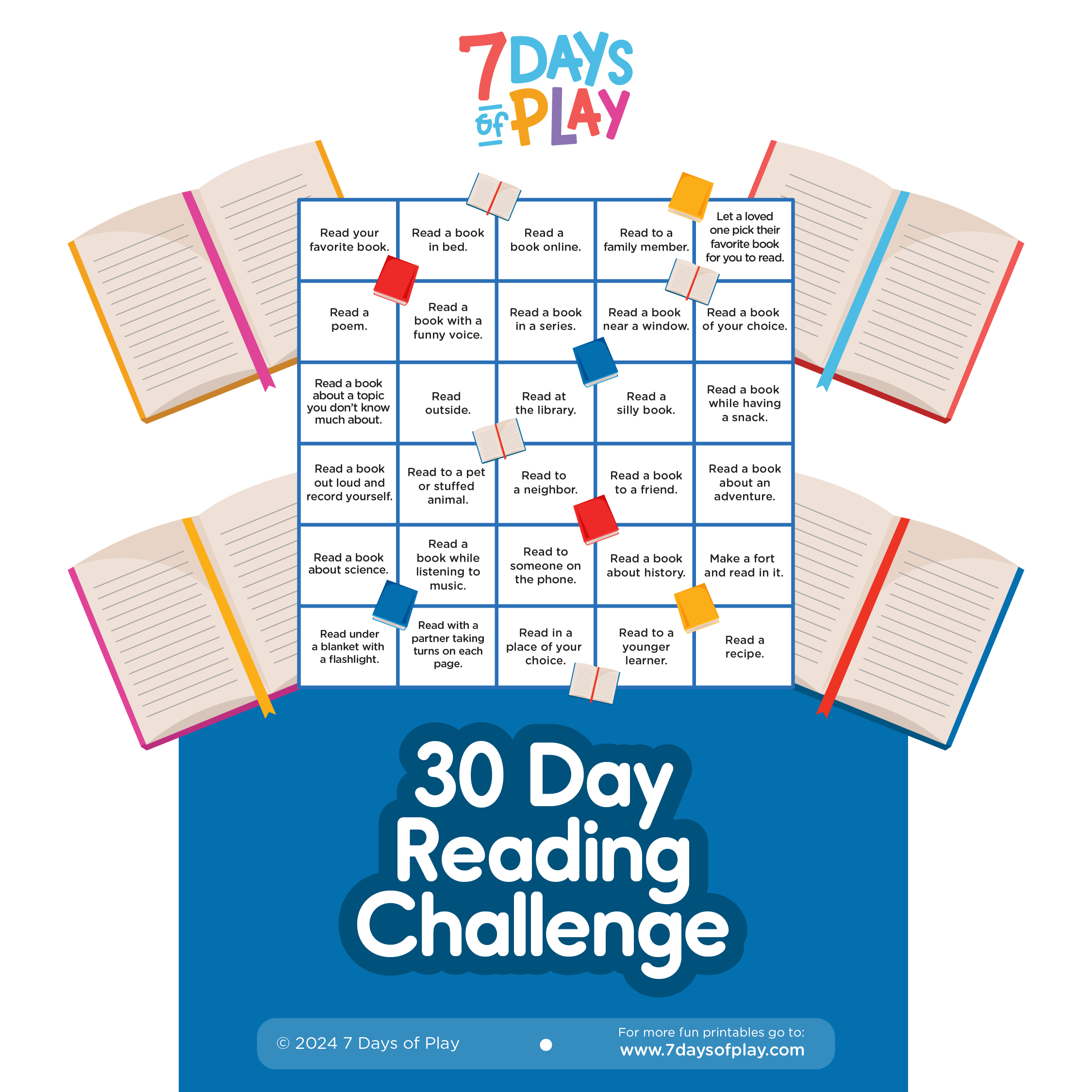 30 Day Reading Challenge - Printable