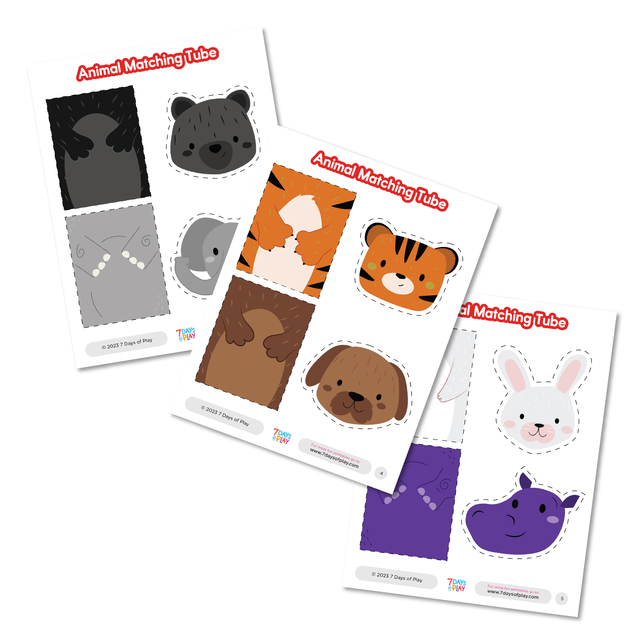 paper tube animal matching game
