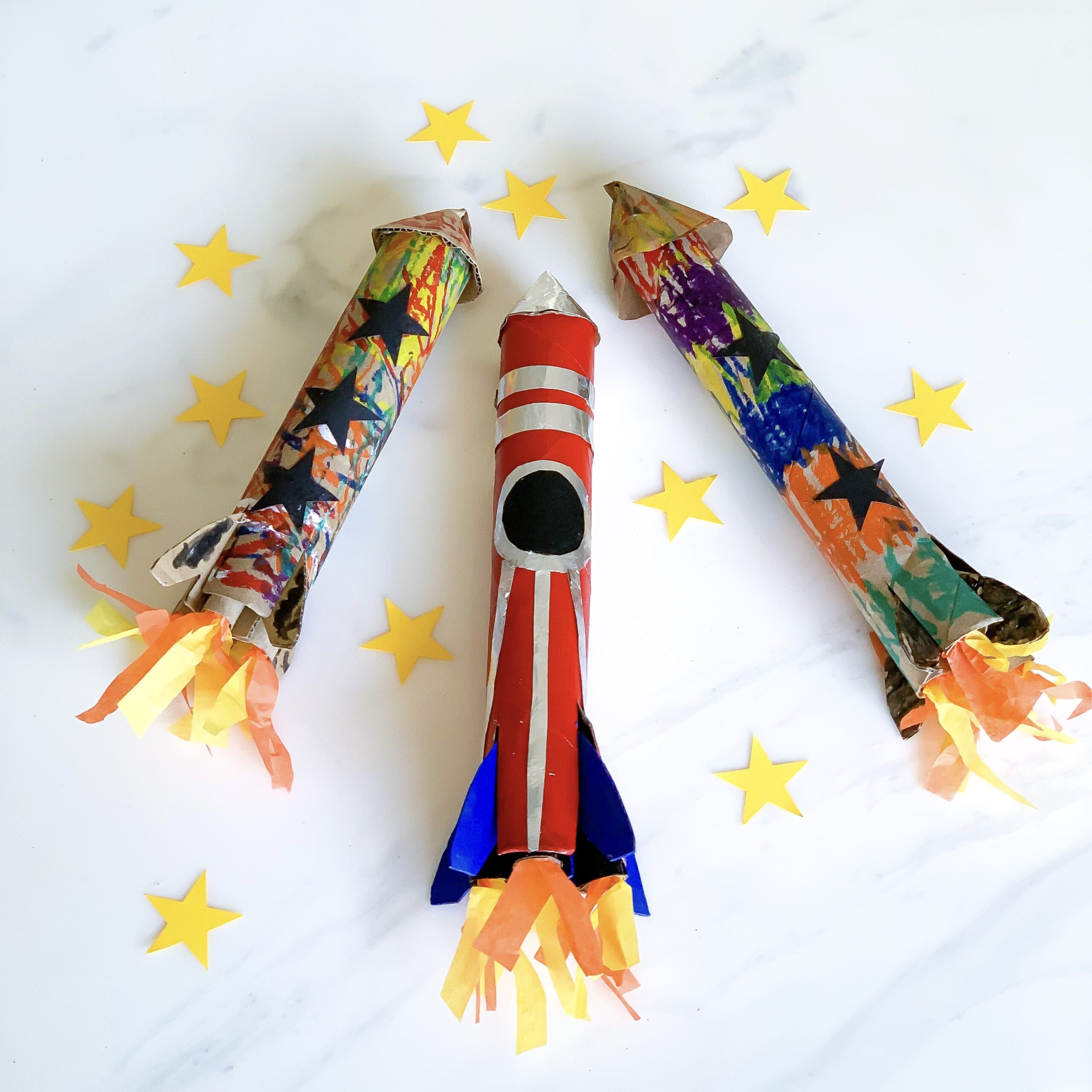 crafts using toilet paper rolls paper tube rocket