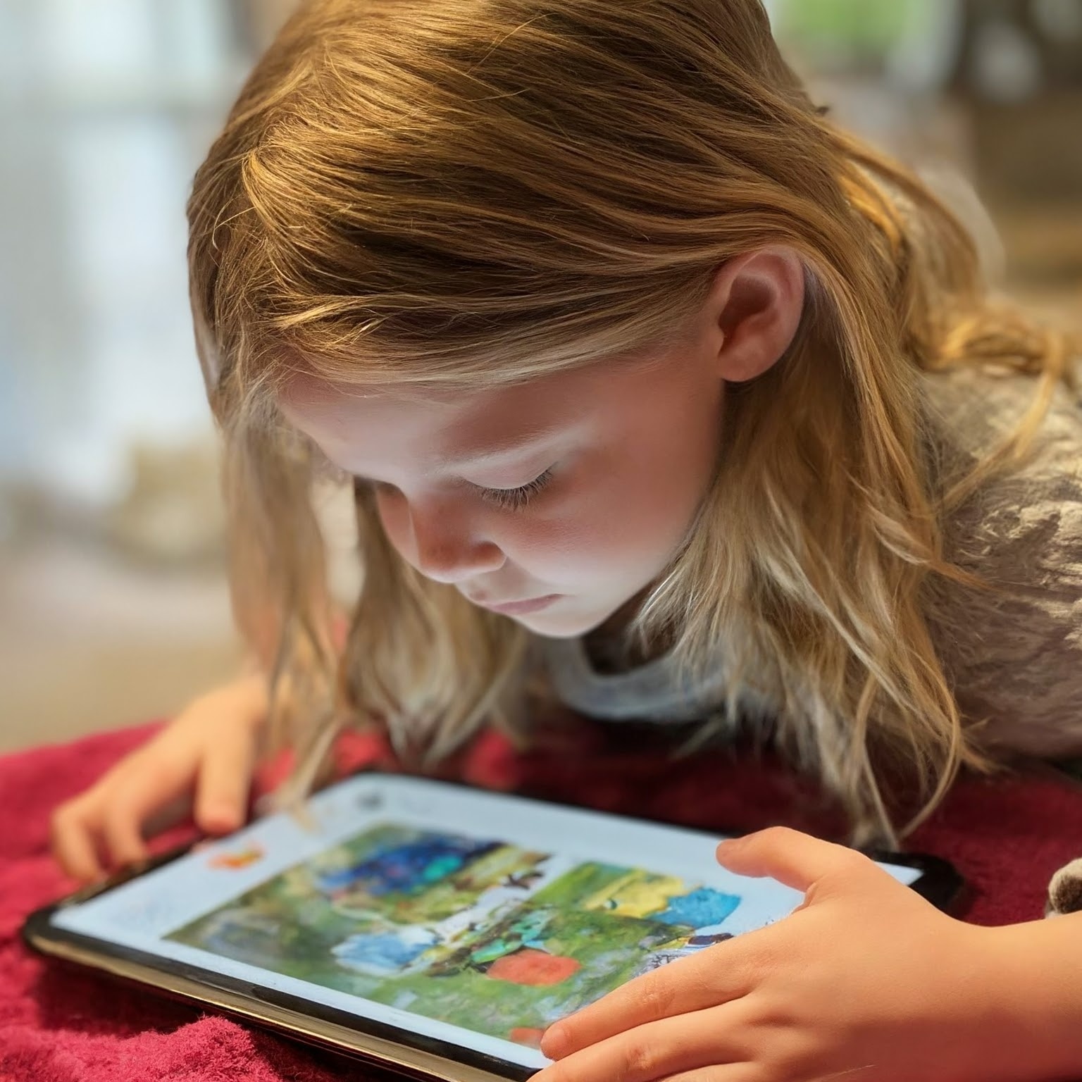 child reading on a tablet