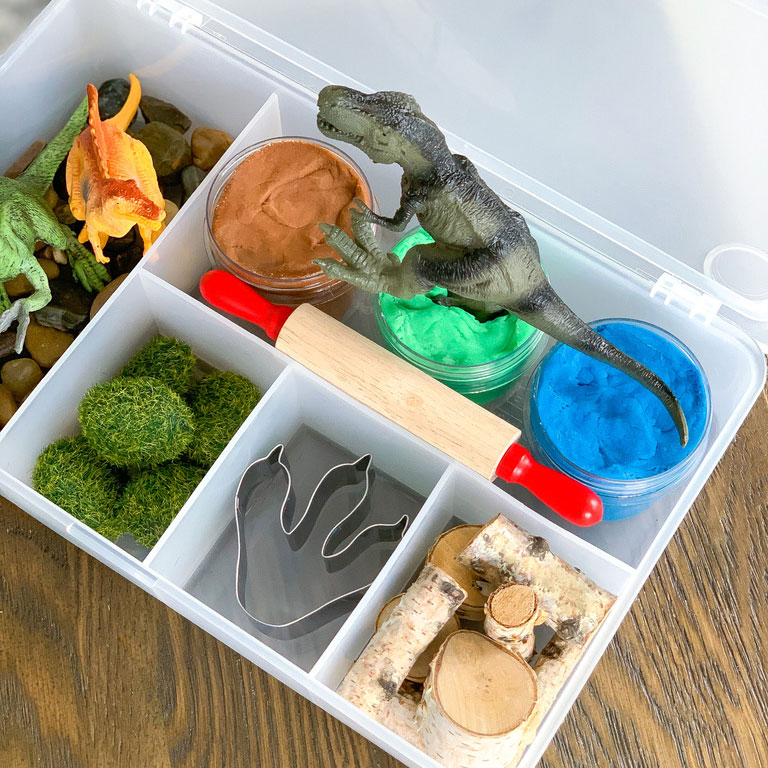 dinosaur play dough kit for gift travel rainy day play