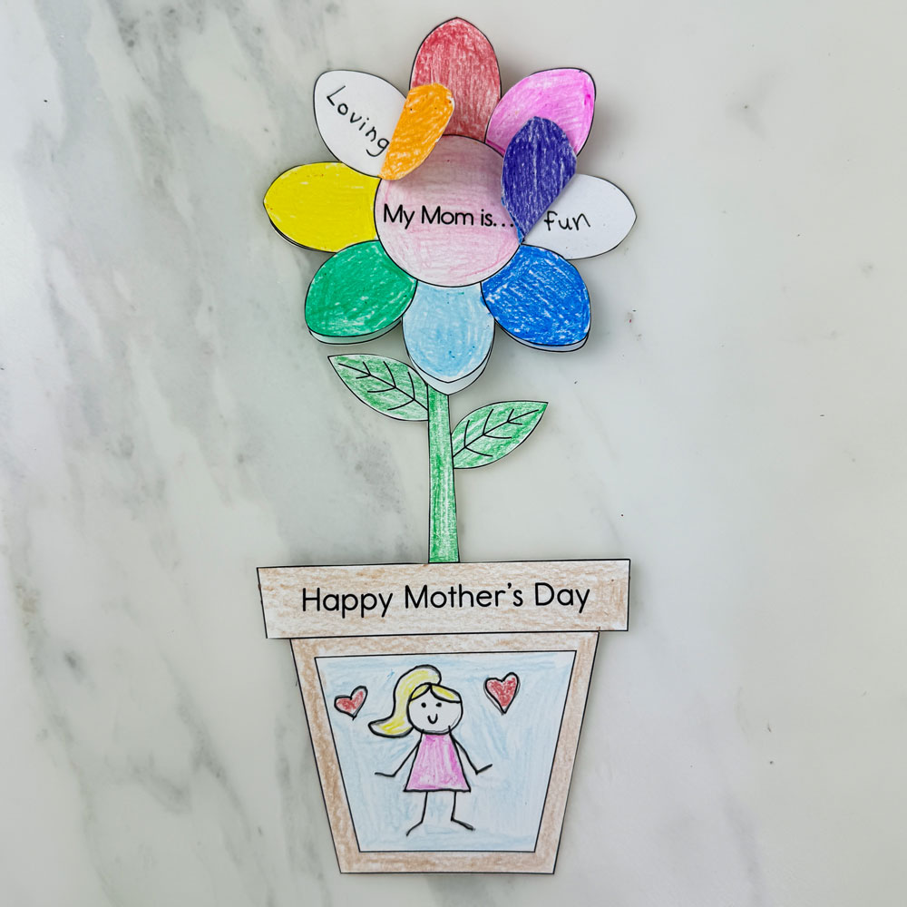 printable mother's day cards flower template