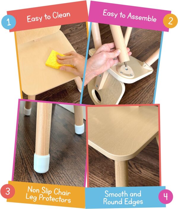 7 Days of Play Set of 2 Wooden Kids Chairs for Home, Classroom, Preschool, Daycare, Playrooms (Ages 2+) - Image 3