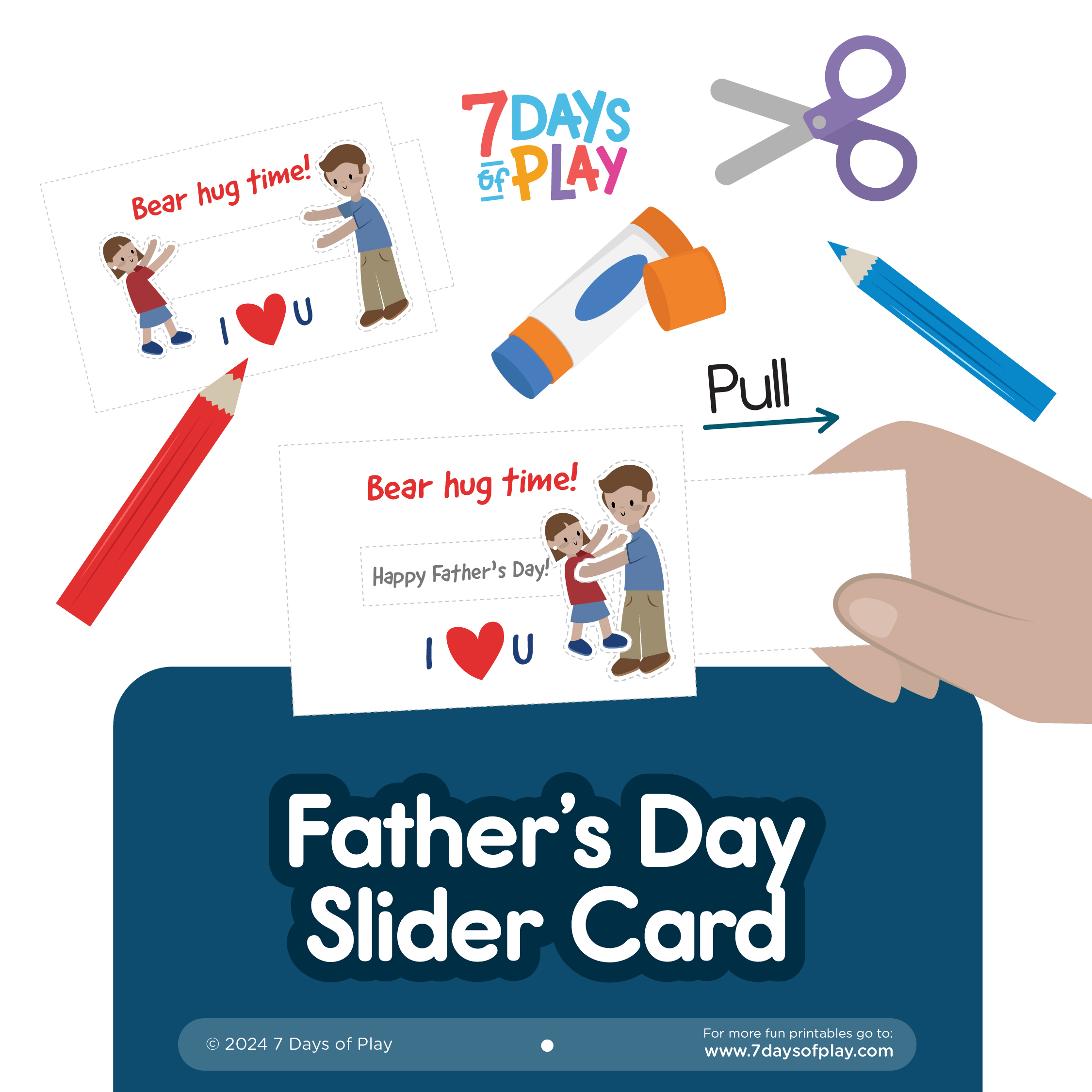 fathers day card template free printable slider hug card