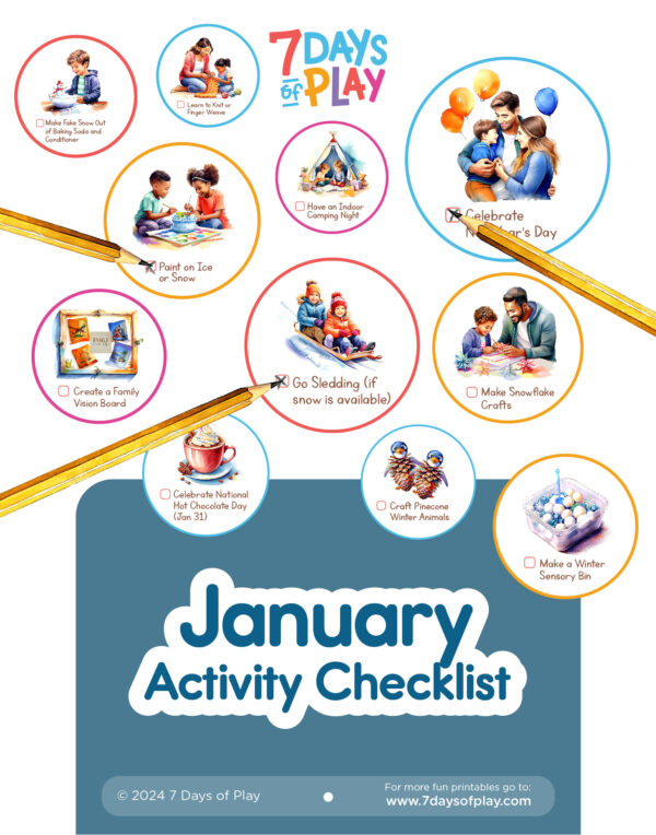 January Activities Checklist - Printable