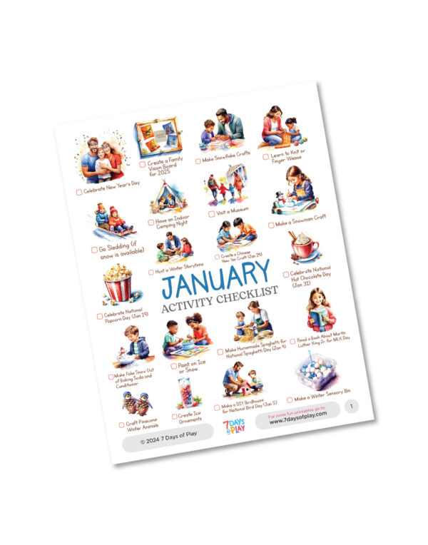 January Activities Checklist - Printable