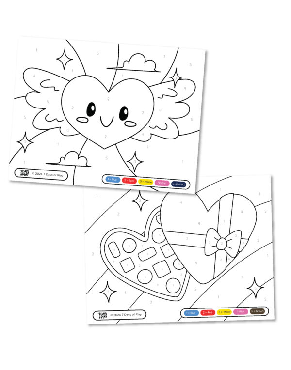 Valentine Color By Number - Printable