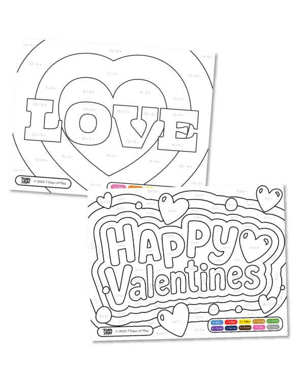 Valentine Color By Number - Printable