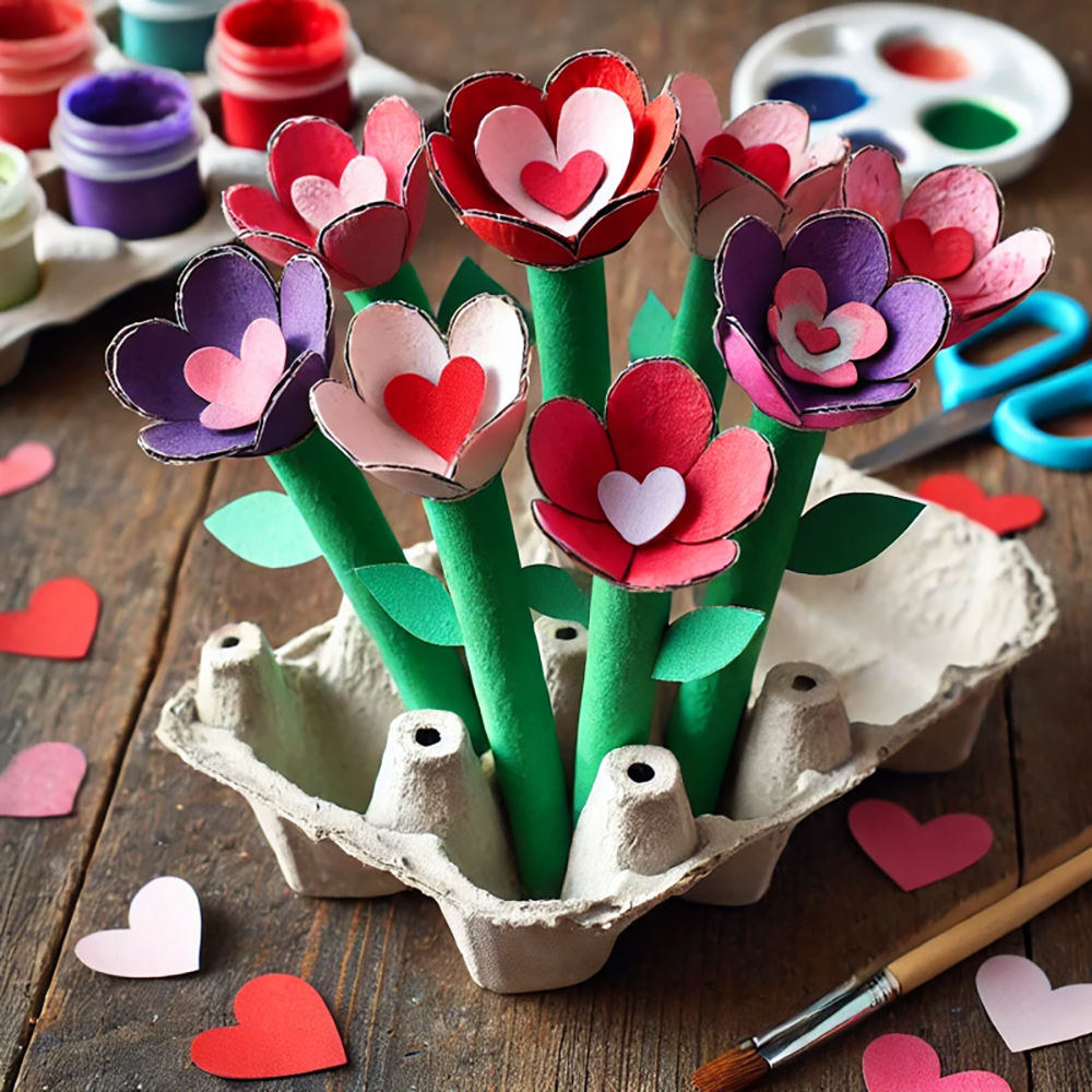 Valentines Craft Ideas Flower Egg Carton