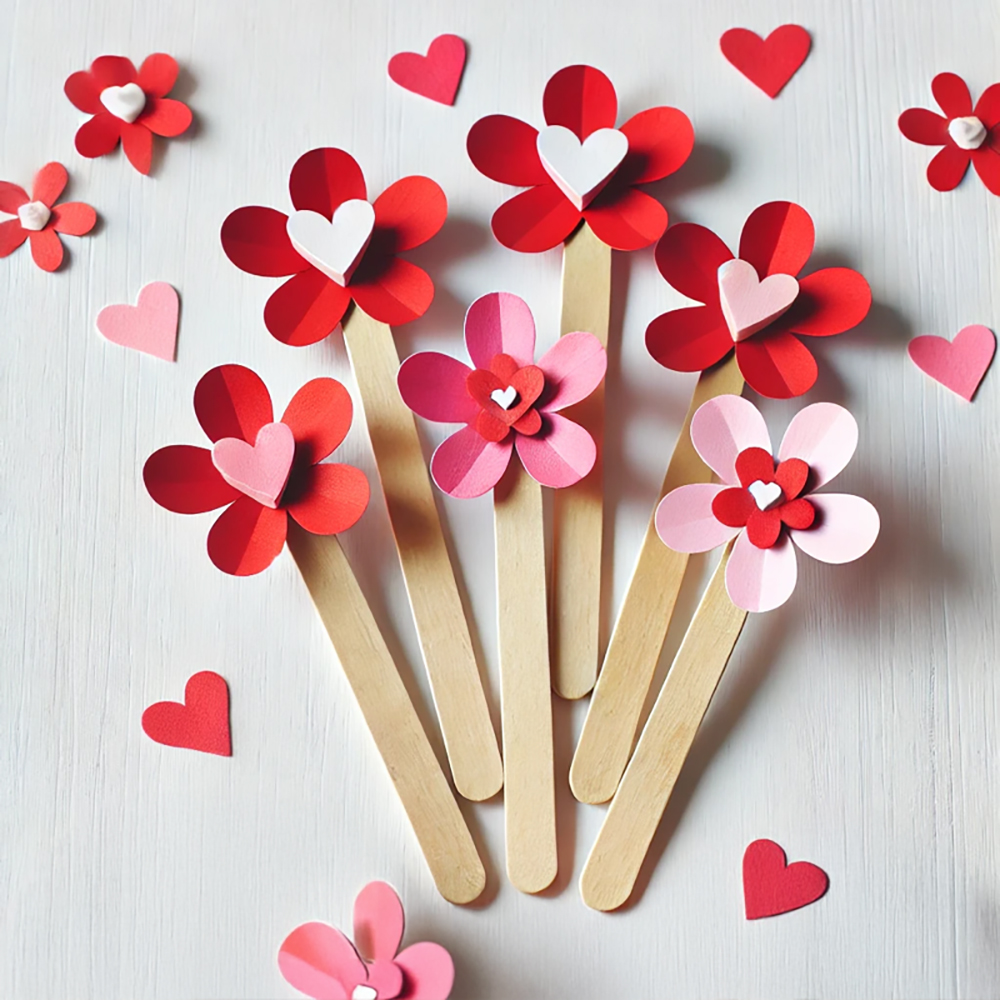Valentines Craft Ideas Flower Sticks