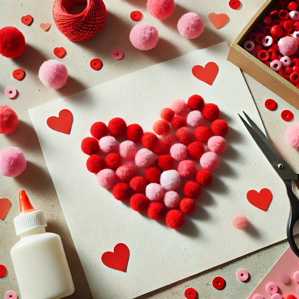 Valentines Craft Ideas PomPom Heart