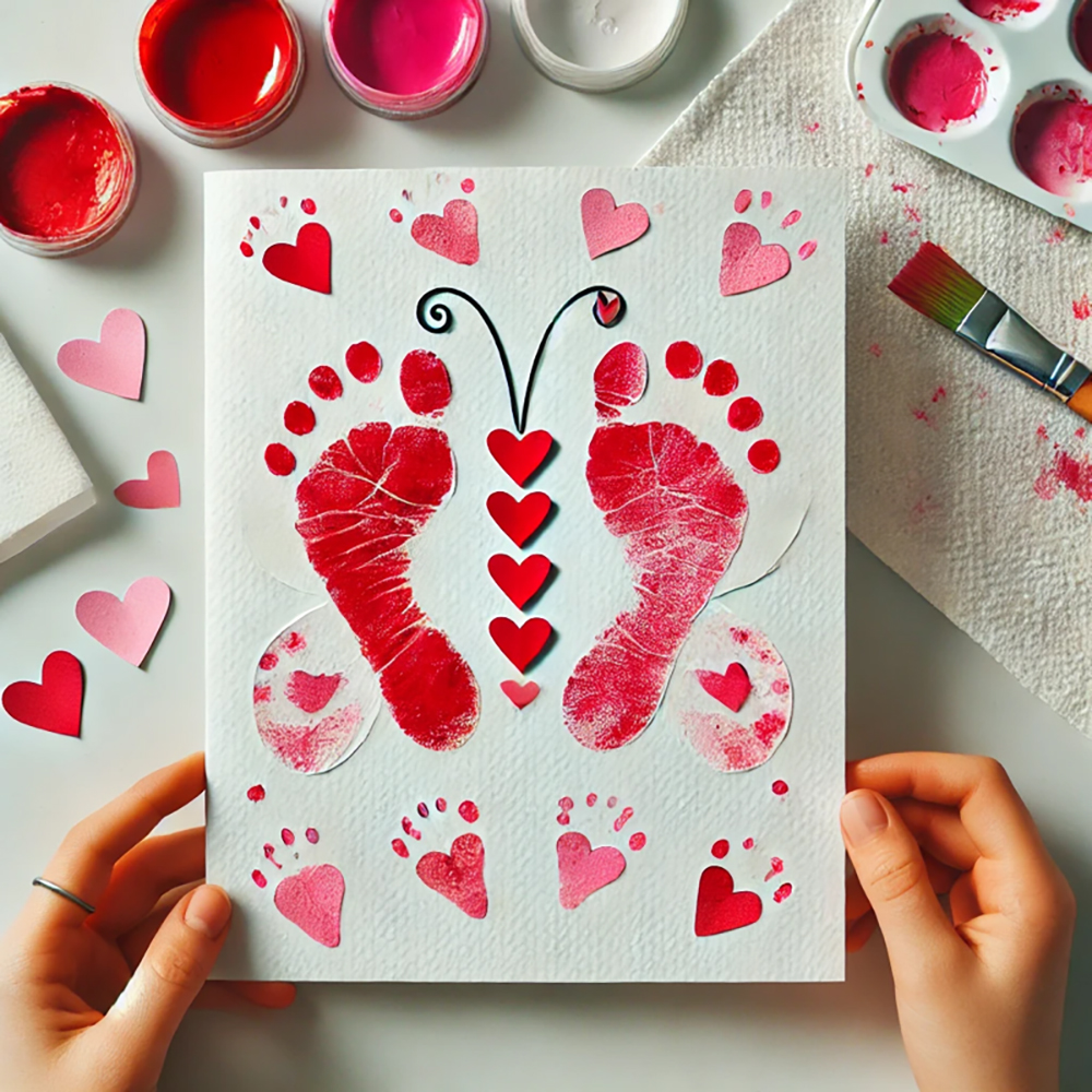 Valentines Craft Ideas butterfly footprint paint