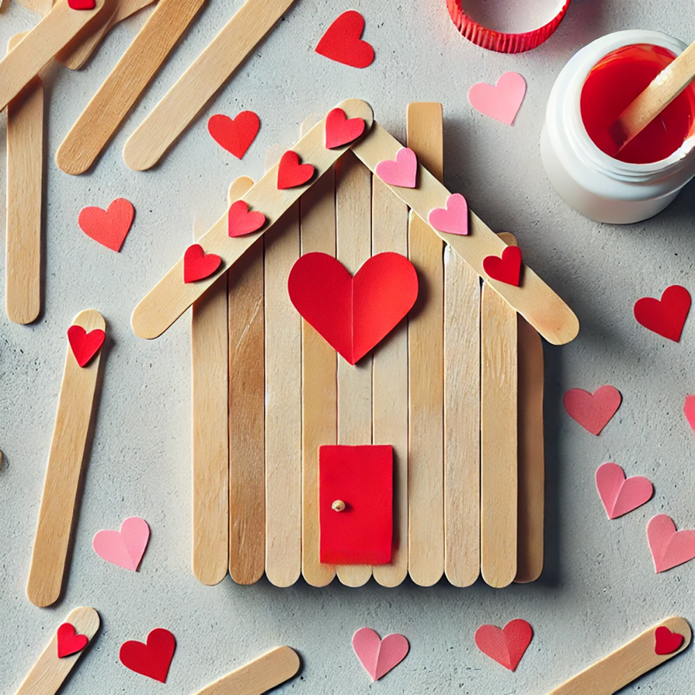 Valentine's Craft Ideas Popsicle sticks house