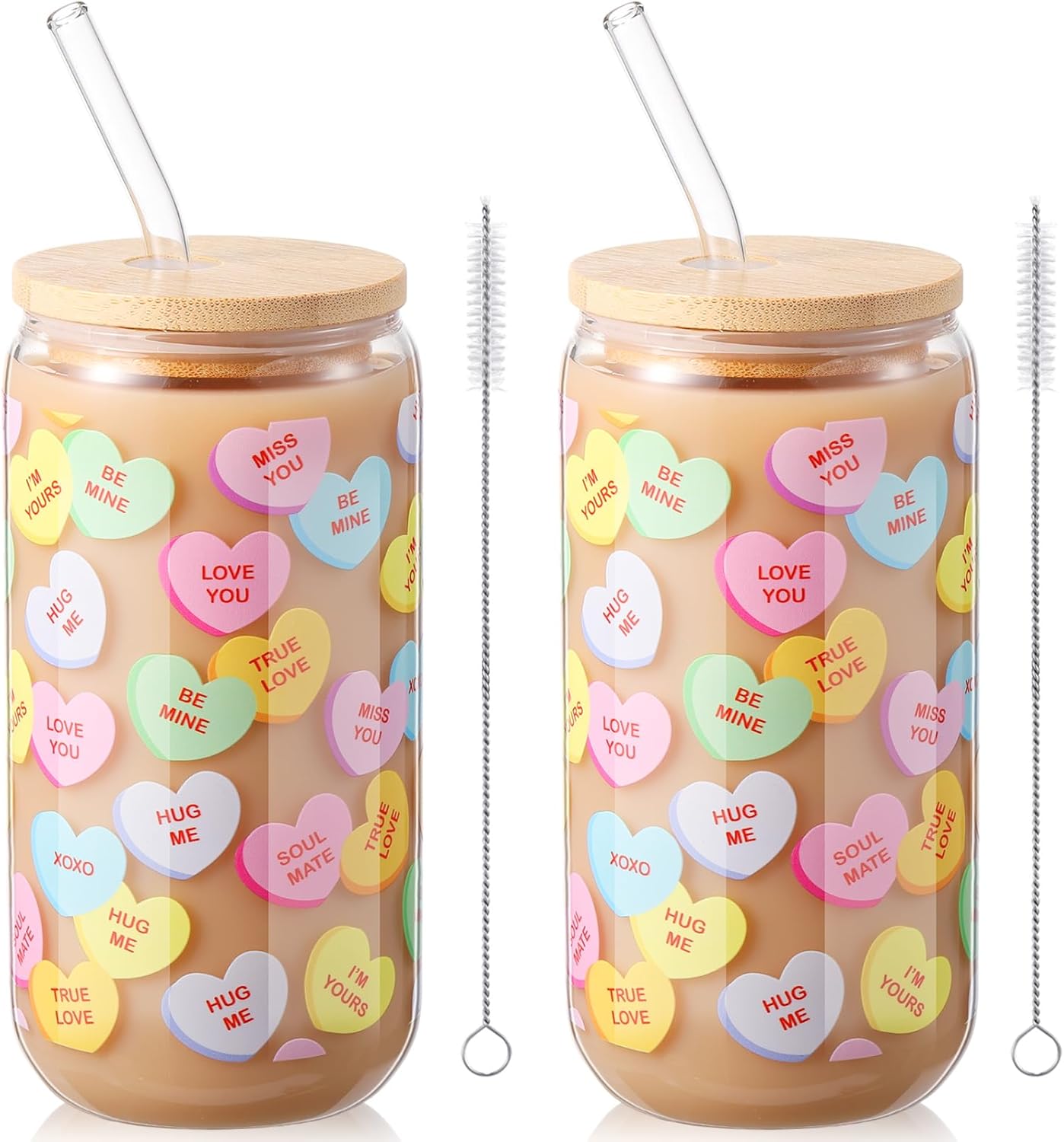 valentines glass Tumbler straw