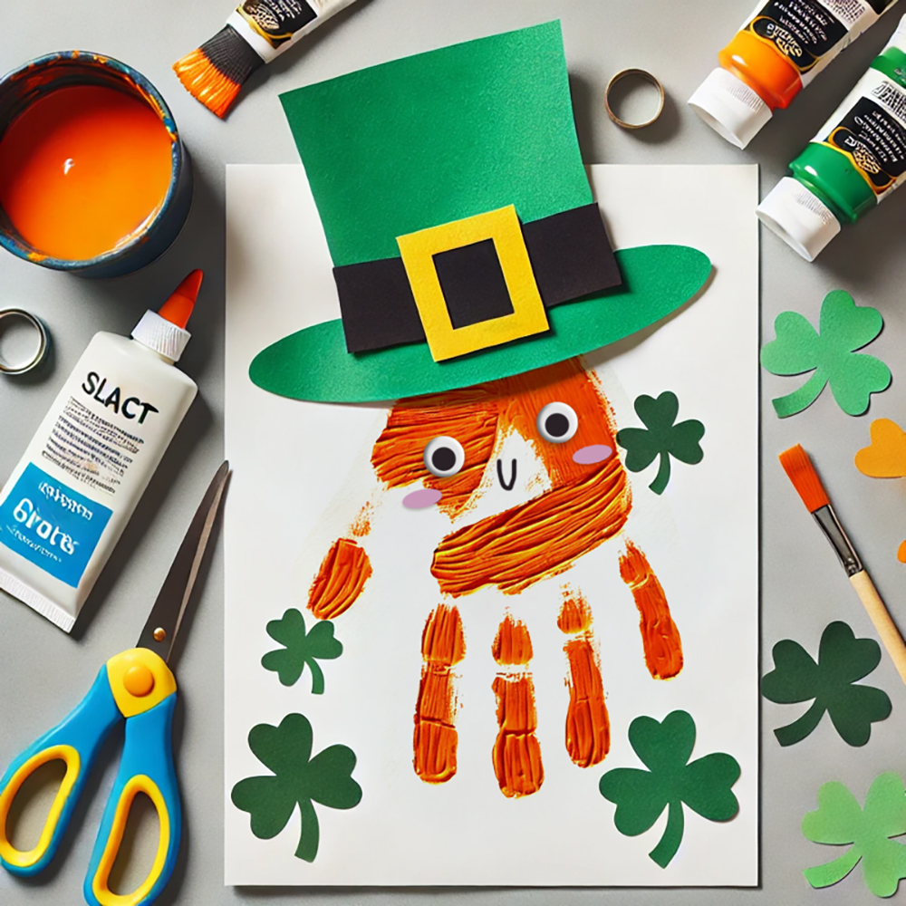 St.Patrick's day craft ideas handprint leprechaun