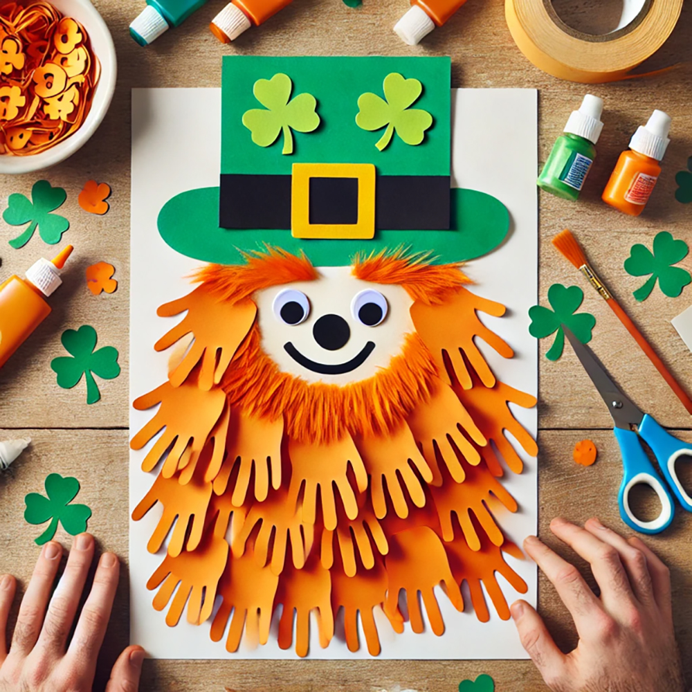 St.Patrick's day craft ideas cutout handprints