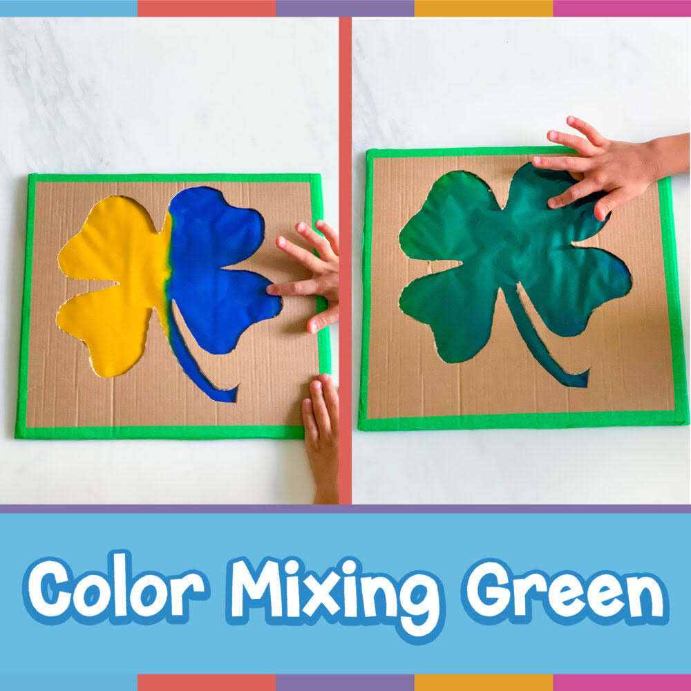 St.Patrick's day craft ideas shamrock color paint mixing
