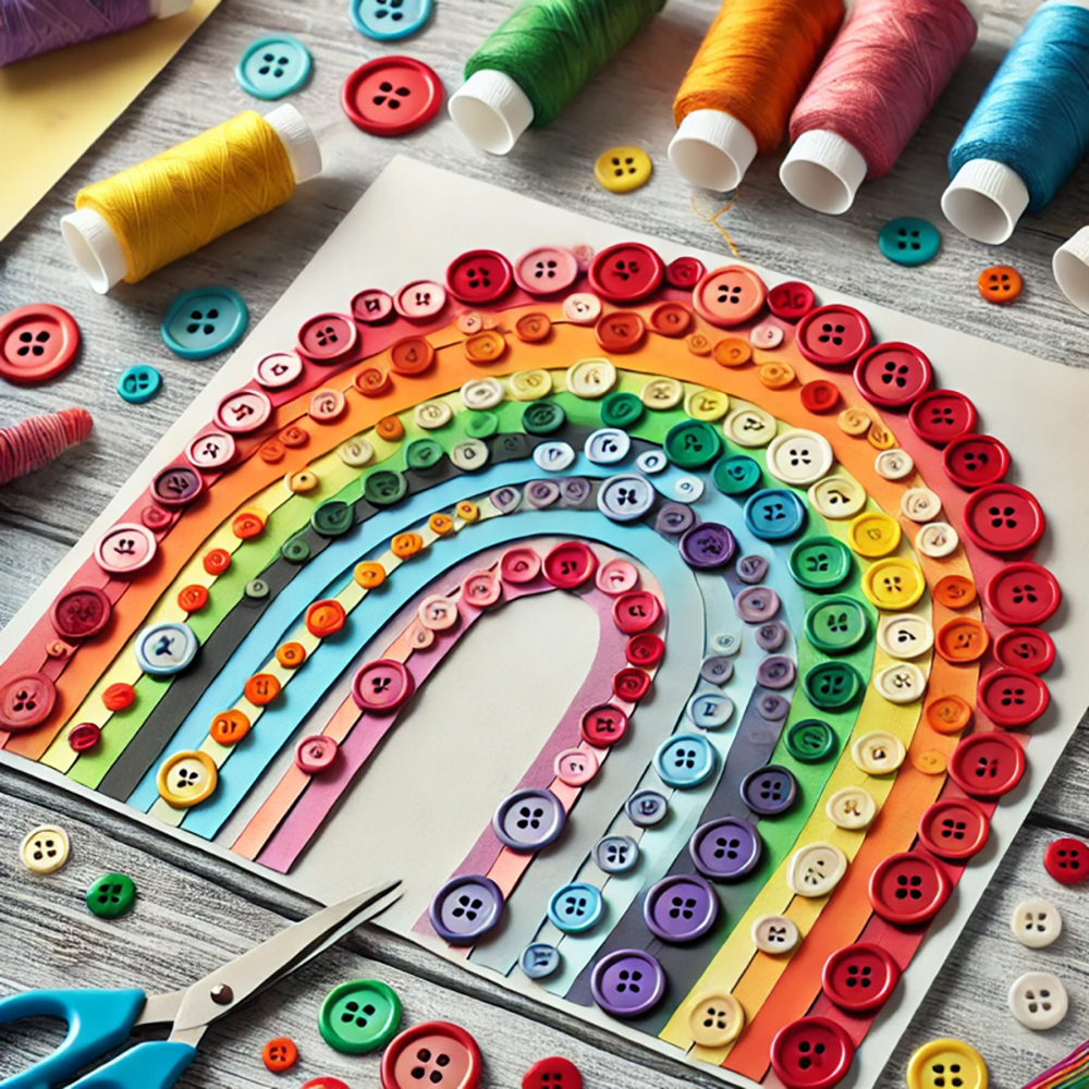 St.Patrick's day craft ideas rainbow paper buttons