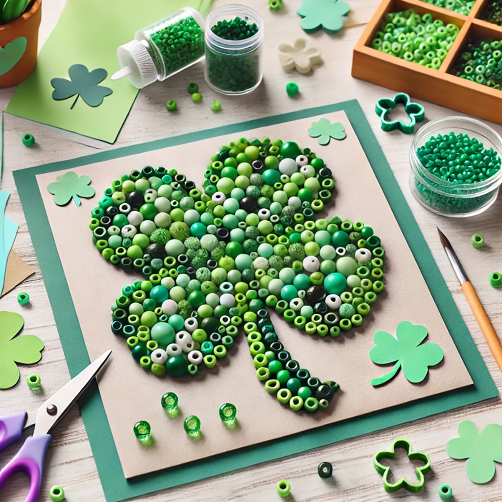St.Patrick's day craft ideas shamrock beads