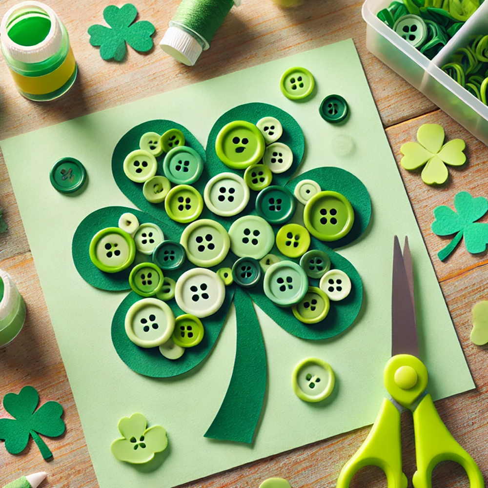 St.Patrick's day craft ideas shamrock paper buttons
