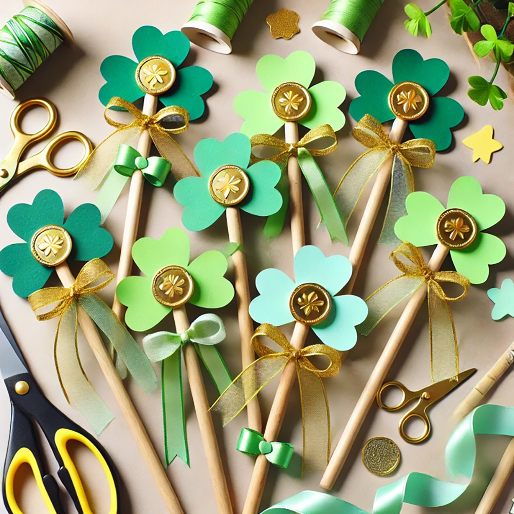 St.Patrick's day craft ideas shamrock wands