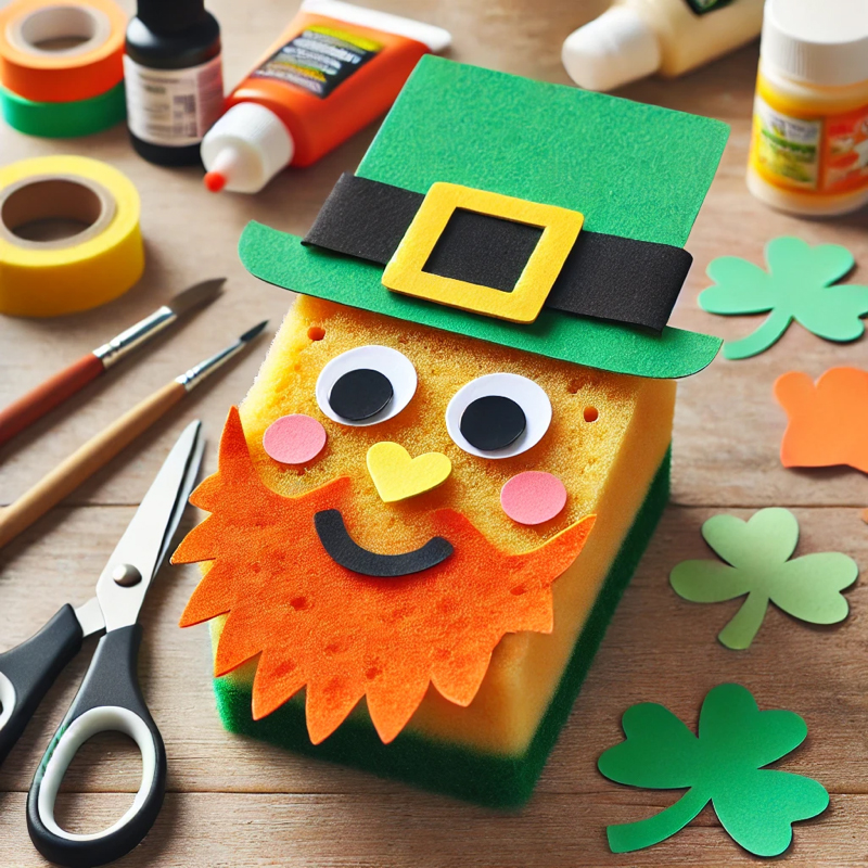 St.Patrick's day craft ideas sponge leprechaun 
