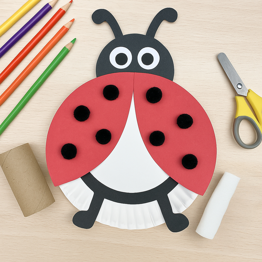 Easter-craft-ideas-ladybug-plate-pompom