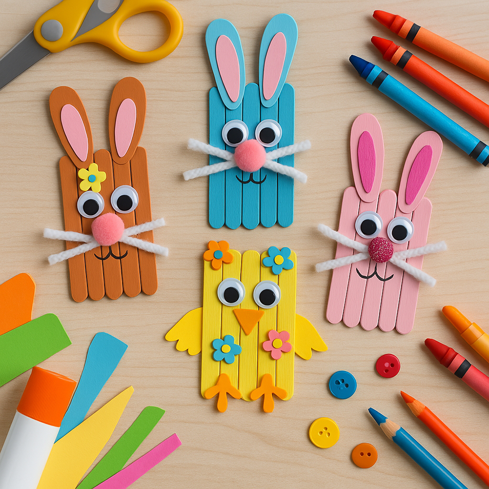 Easter-craft-ideas-popsicle-sticks-bunny-chicken