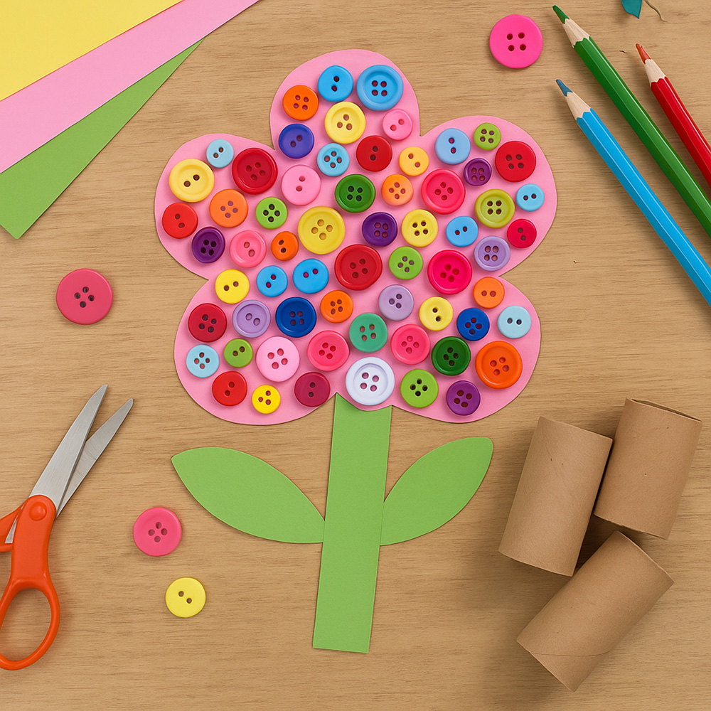 Spring-craft-ideas-paper-flower-buttons