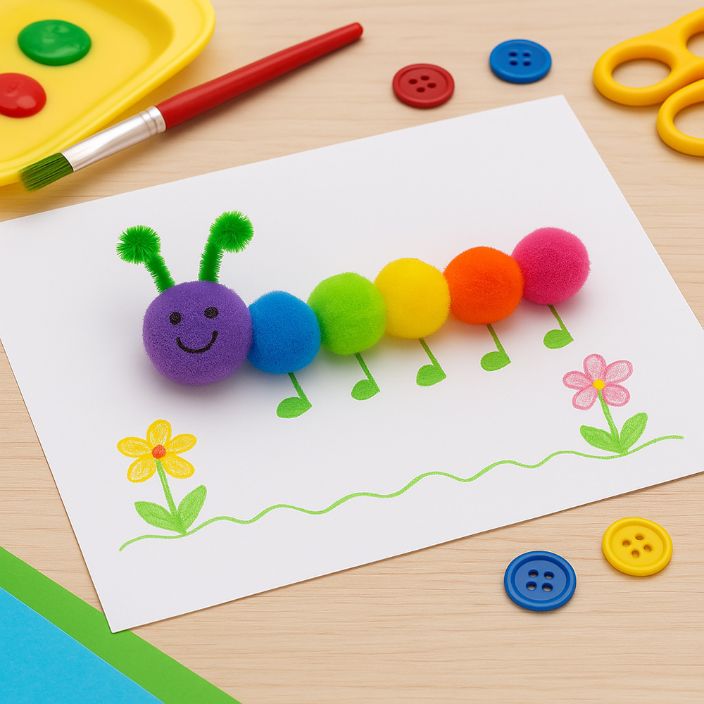 Spring-craft-ideas-pompom-caterpillar