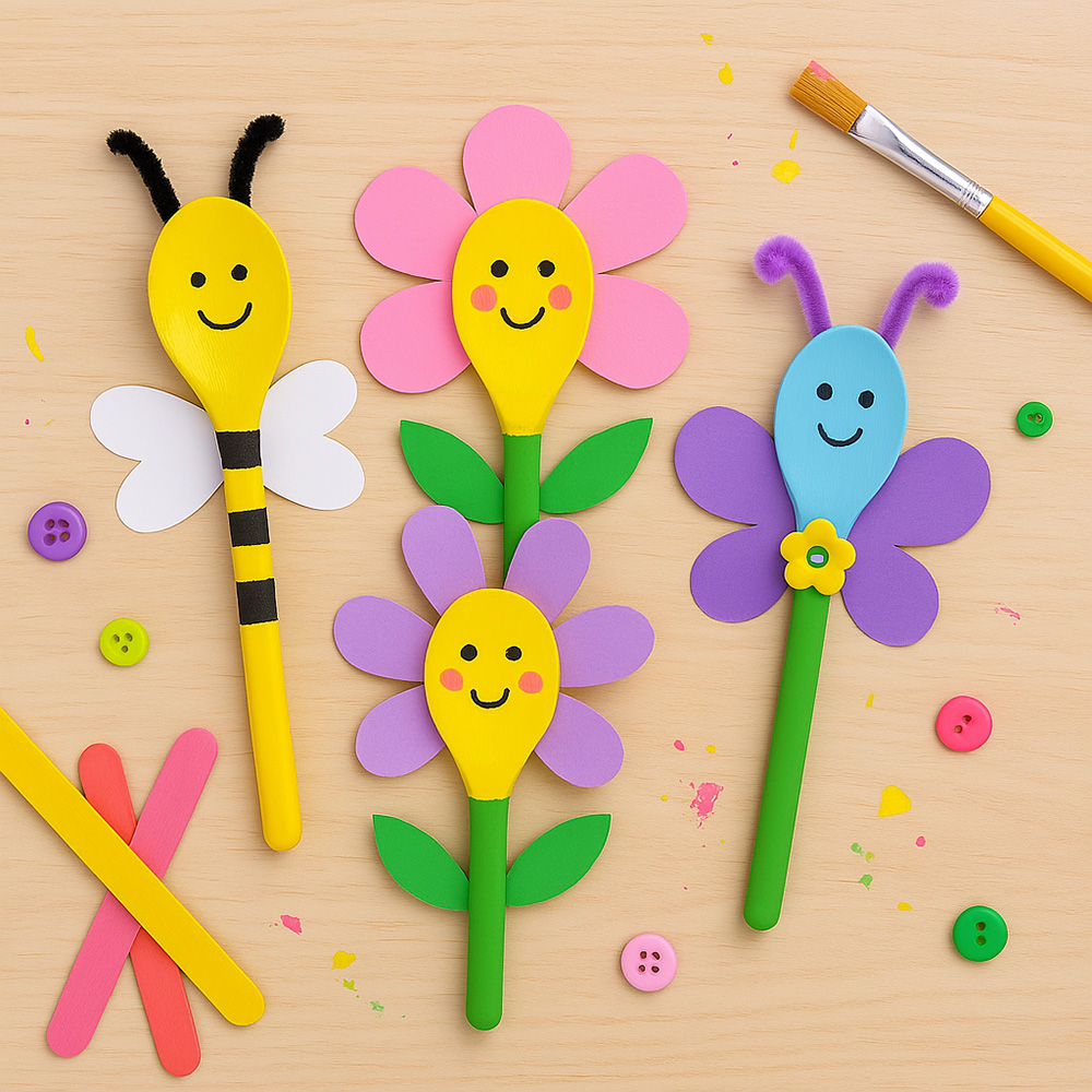 Spring-craft-ideas-spoons-puppets