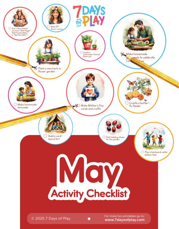 May Activities Checklist - Printable
