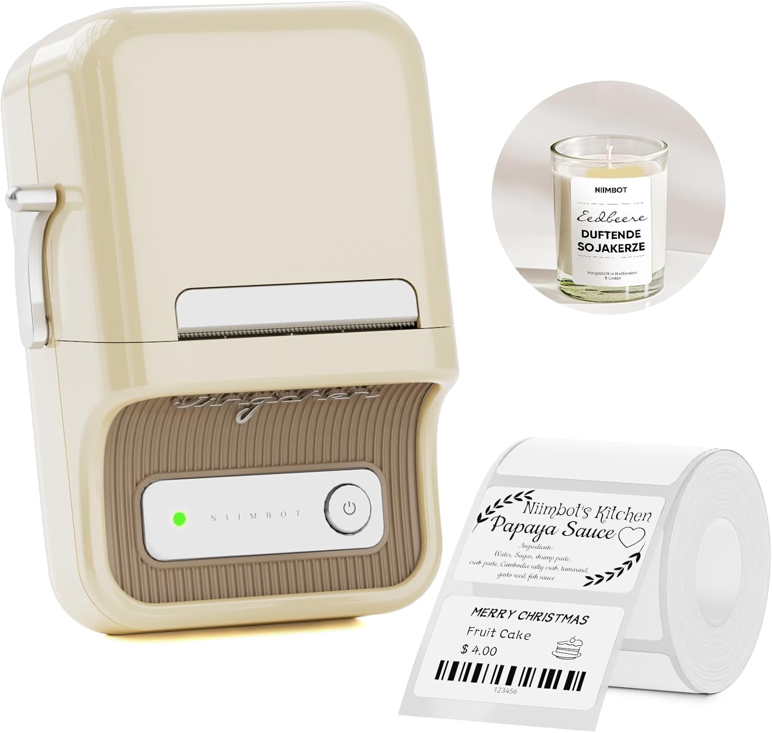 NIIMBOT B21 Label Maker, Thermal Label Printer, Portable Inkless Label Makers for Home/Office/Business, with 1 Pack 50x30mm White Label, Compatible with iOS & Android
