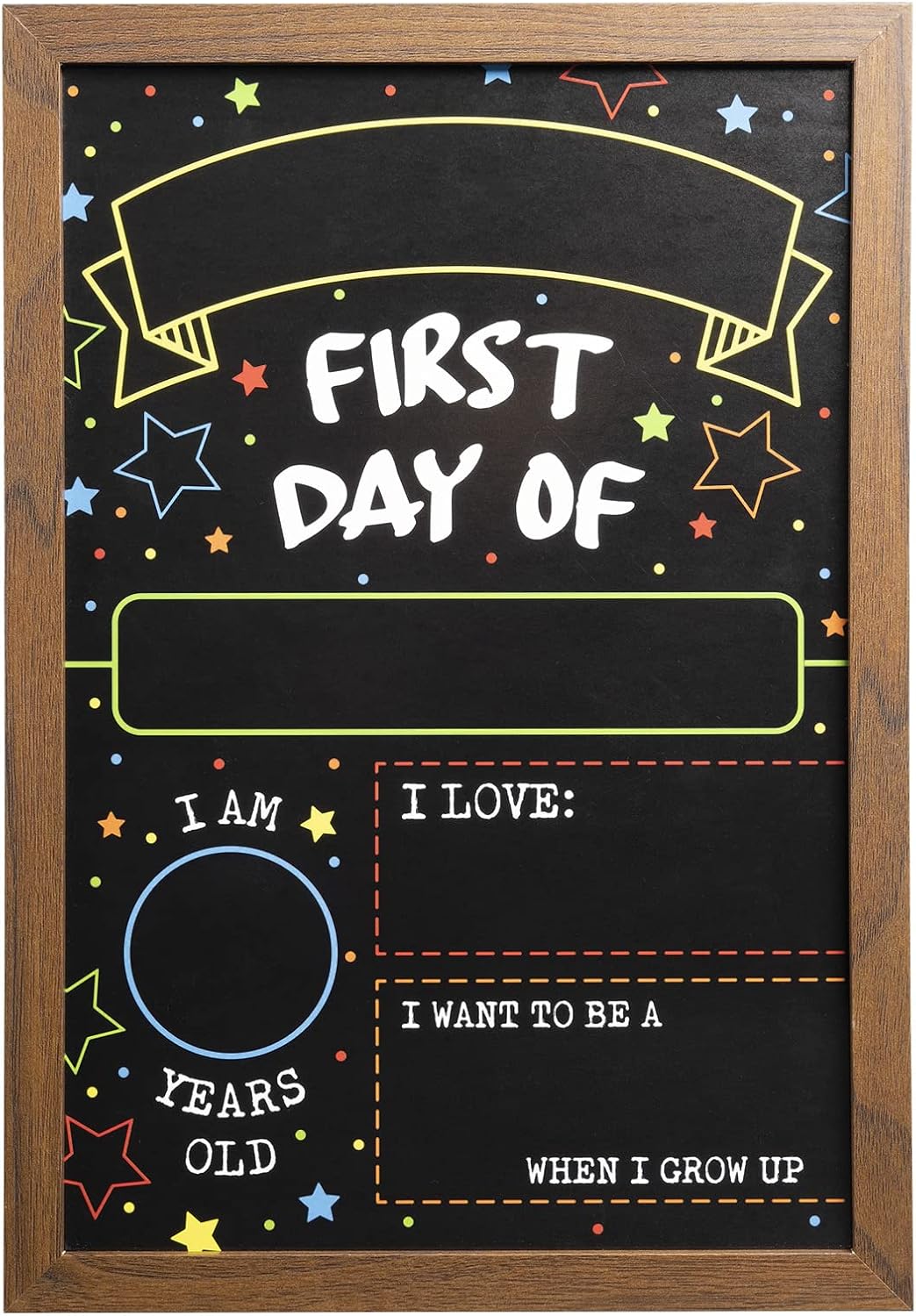 First Day Last Day of School Double Sided Sign with Frame (Reusable Dry Erase Board for Liquid Chalk Markers
