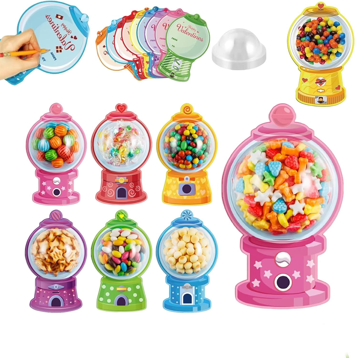 Gumball Machine Valentine Cards Gumball machine Valentine cards with candy inside for kids classroom exchange