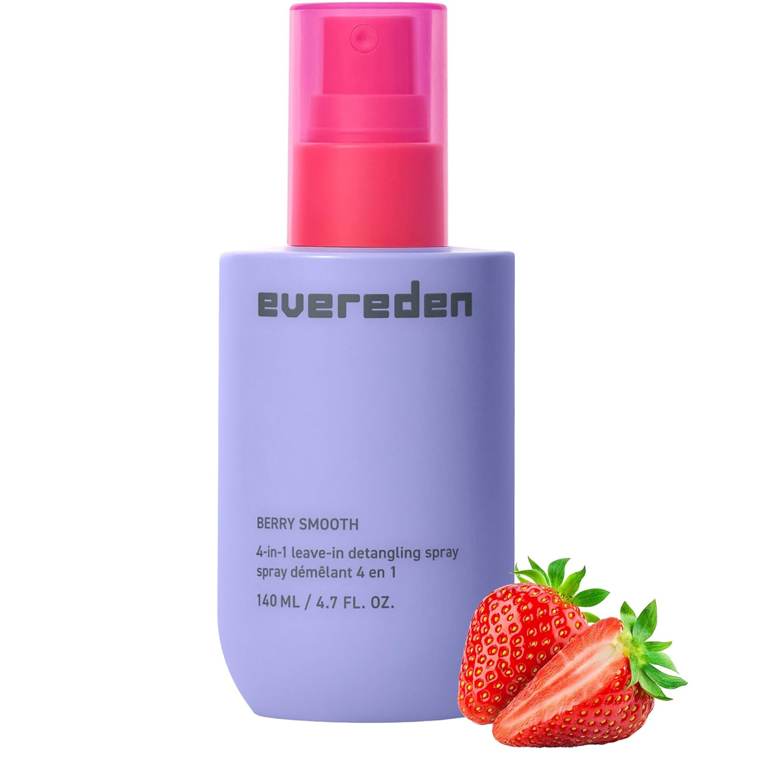 Evereden Berry Smooth Leave In Detangling Spray Evereden Berry Smooth 4 in 1 leave in detangling spray bottle with strawberry graphic
