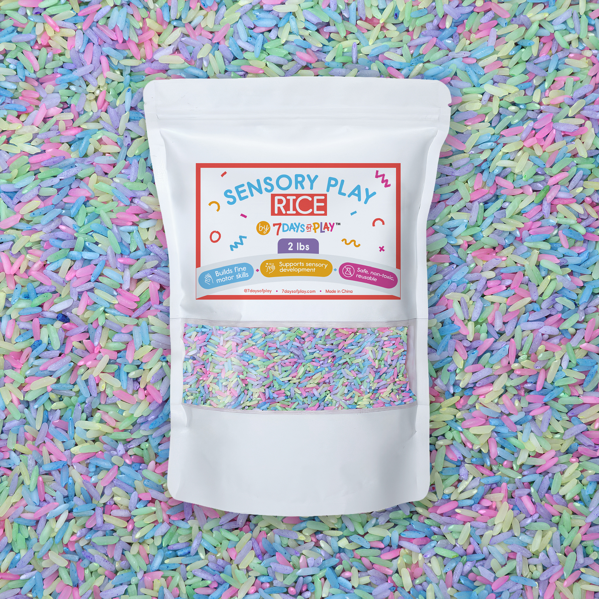 Pastel Sensory Play Rice for Easter Sensory Bins Pastel sensory play rice by 7 Days of Play for Easter sensory bins and spring sensory play activities for kids