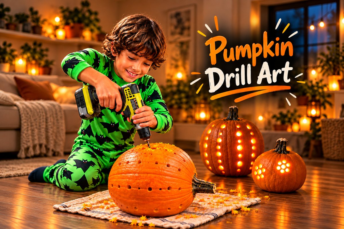 How to Drill a Pumpkin – An Easy Design Kids Can Do Themselves