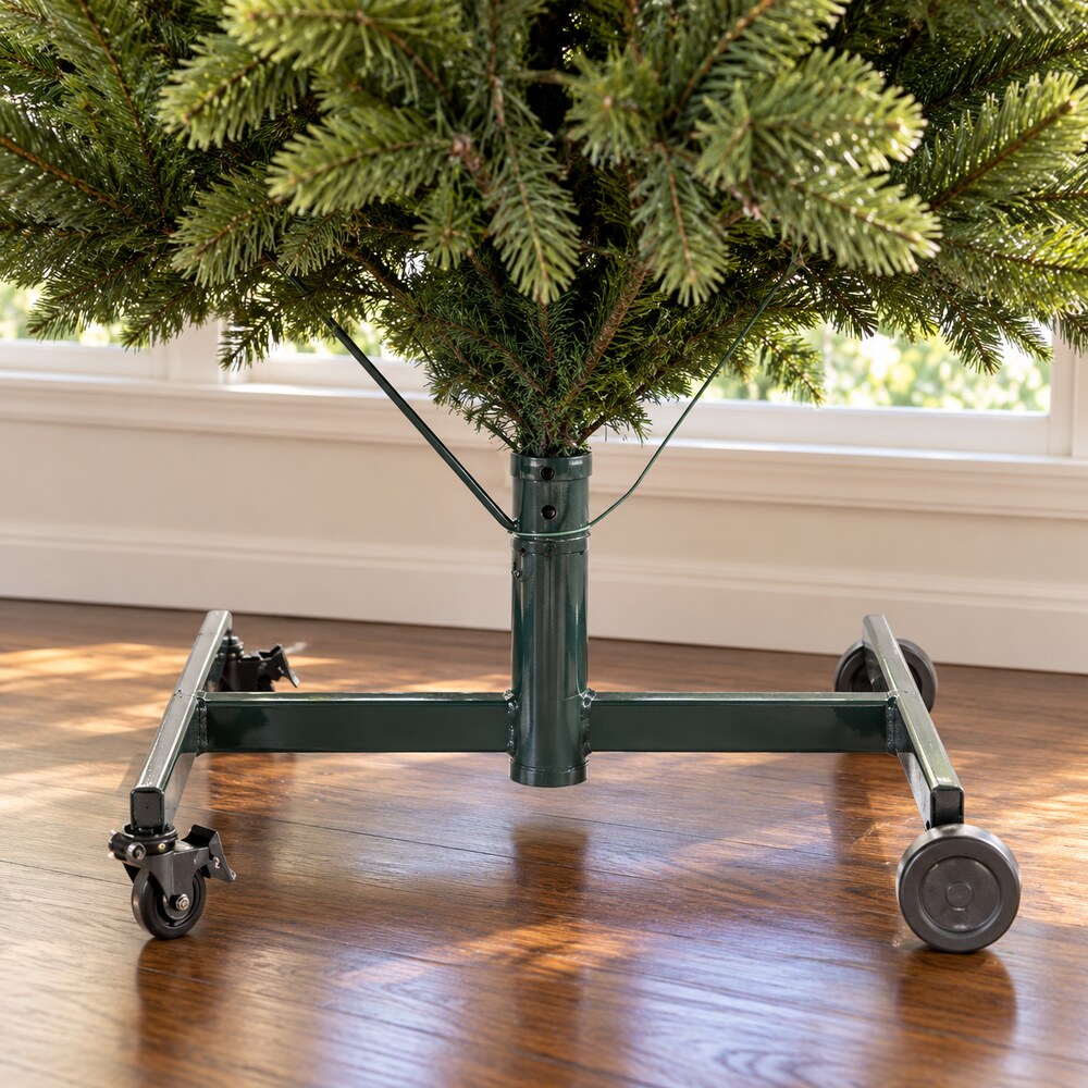 The four wheel rolling base on the Grow and Stow Christmas tree