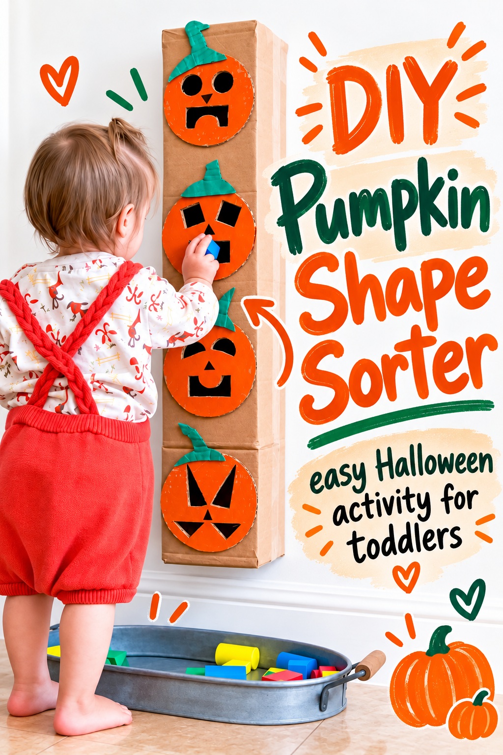 Pumpkin shape sorter - easy Halloween activity for toddlers