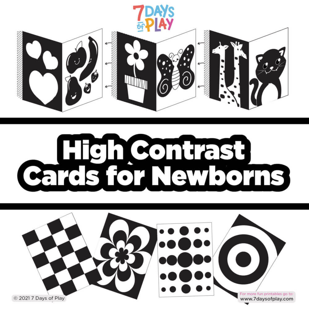 black and white high contrast stimulation cards for babies newborns free printable